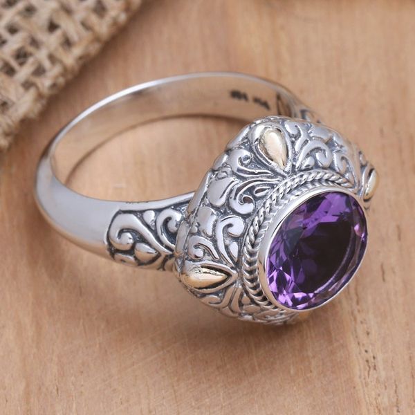 Alternate image for Artisan Crafted Amethyst Ring Purple Crush