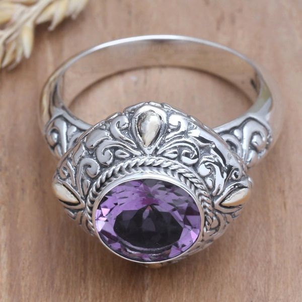 Alternate image for Artisan Crafted Amethyst Ring Purple Crush