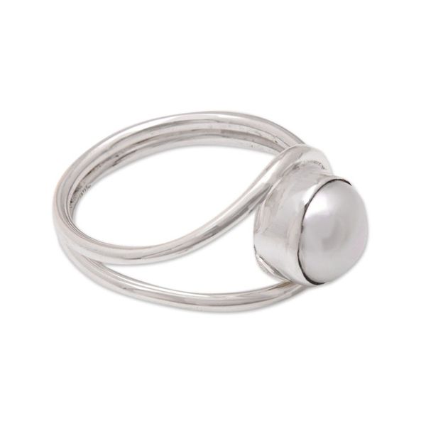 Alternate image for Modern Cocktail Ring with a White Cultured Pearl Sophisticated Waves