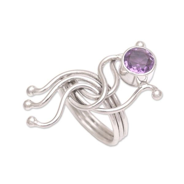 Alternate image for Amethyst Cocktail Ring with Sterling Silver Sea Dragon