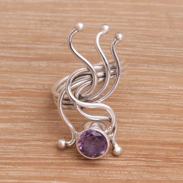 Alternate image for Amethyst Cocktail Ring with Sterling Silver Sea Dragon
