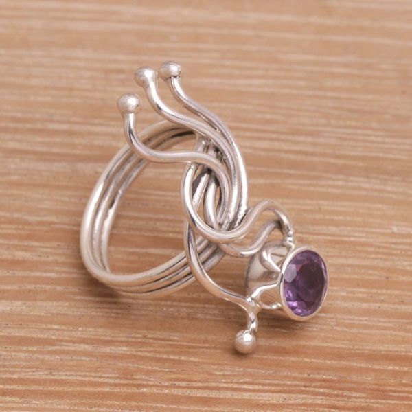 Alternate image for Amethyst Cocktail Ring with Sterling Silver Sea Dragon