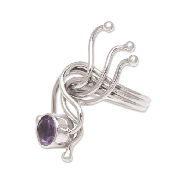 Alternate image for Amethyst Cocktail Ring with Sterling Silver Sea Dragon