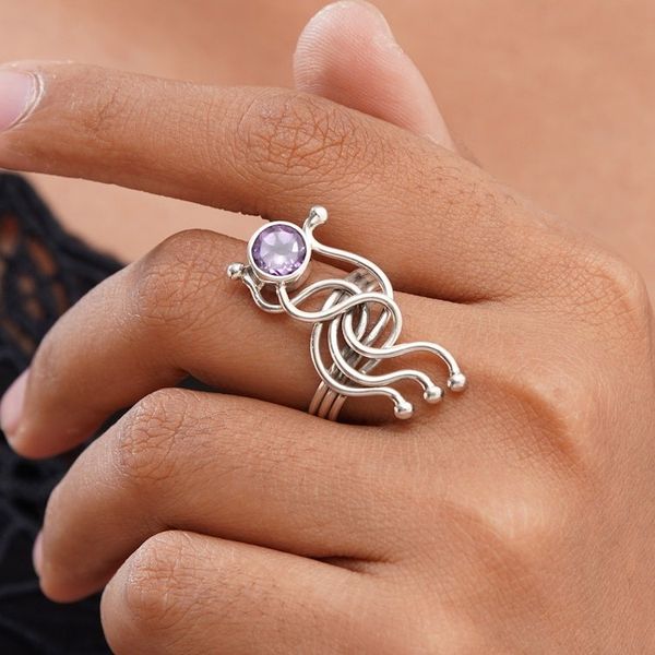 Alternate image for Amethyst Cocktail Ring with Sterling Silver Sea Dragon