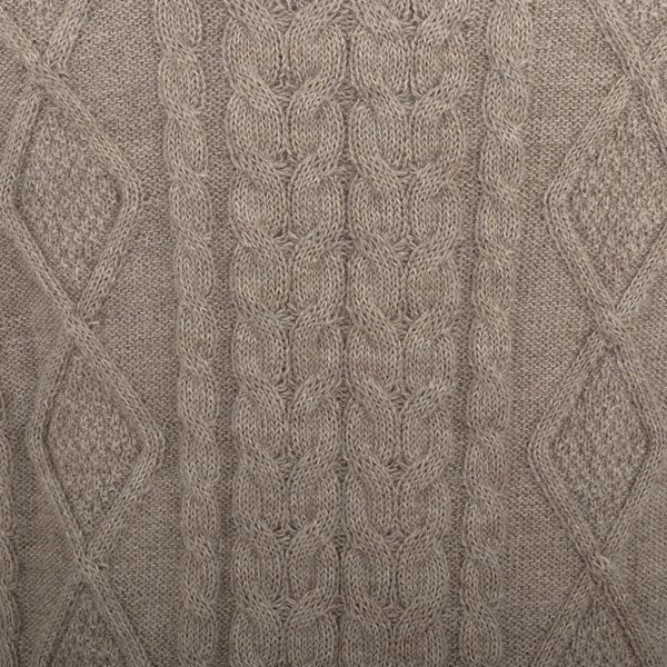 Alternate image for Mens Mushroom Brown 100 Alpaca Cable Knit Pullover Sweater Mushroom Brown Geometry