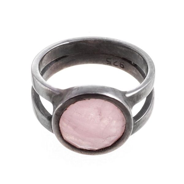 Alternate image for Oxidized Rose Quartz Ring from Peru Soft Circle