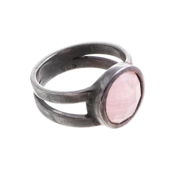 Alternate image for Oxidized Rose Quartz Ring from Peru Soft Circle