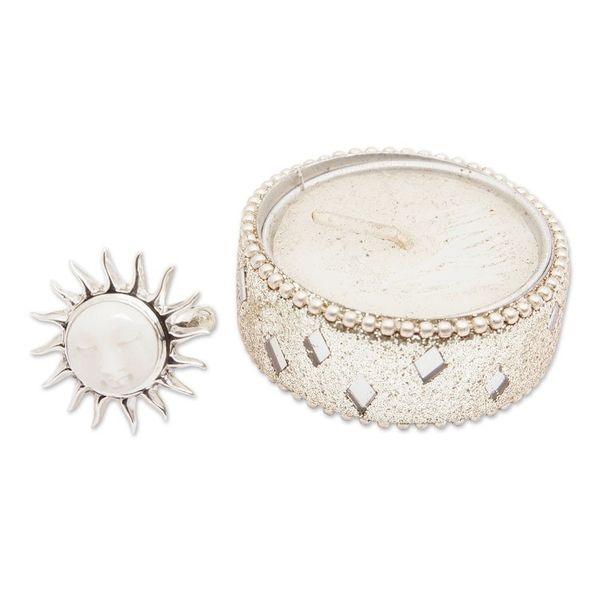 Alternate image for Folk Art Sun-Themed Sterling Silver Cocktail Ring from Bali Jubilant Sunlight