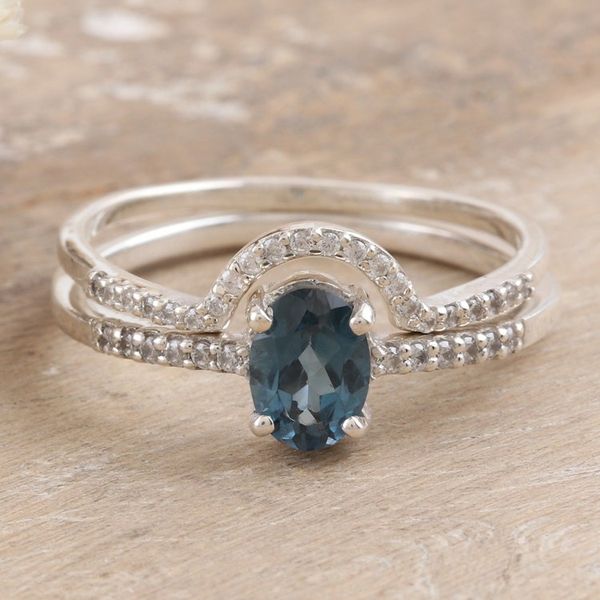 Alternate image for One-Carat London Blue Topaz Stacking Rings Set of 2 Loyalty Diadem