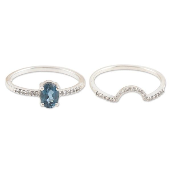 Alternate image for One-Carat London Blue Topaz Stacking Rings Set of 2 Loyalty Diadem