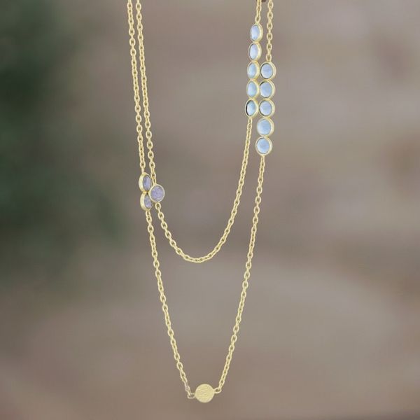 Alternate image for Gold-Plated Labradorite and Chalcedony Station Necklace Outer Planet
