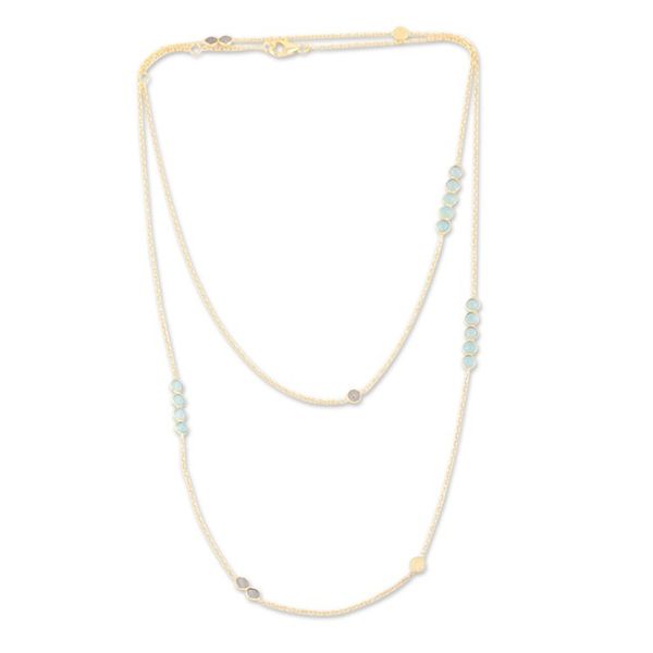 Alternate image for Gold-Plated Labradorite and Chalcedony Station Necklace Outer Planet