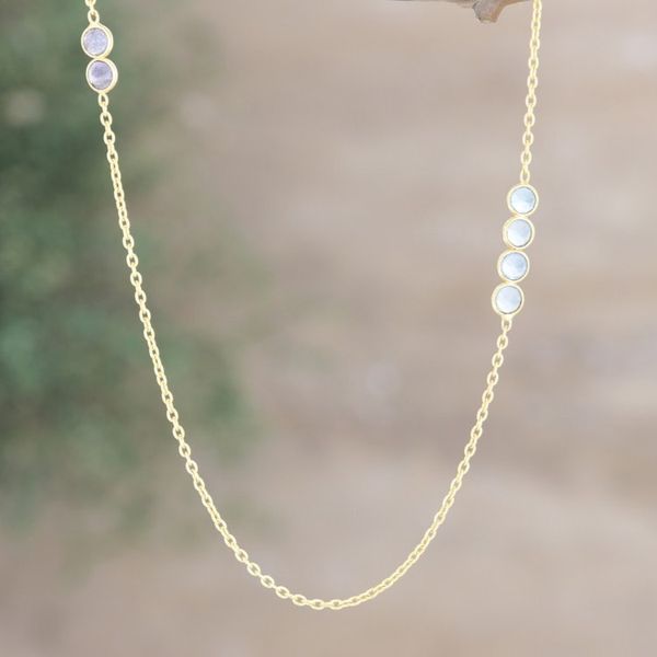 Alternate image for Gold-Plated Labradorite and Chalcedony Station Necklace Outer Planet