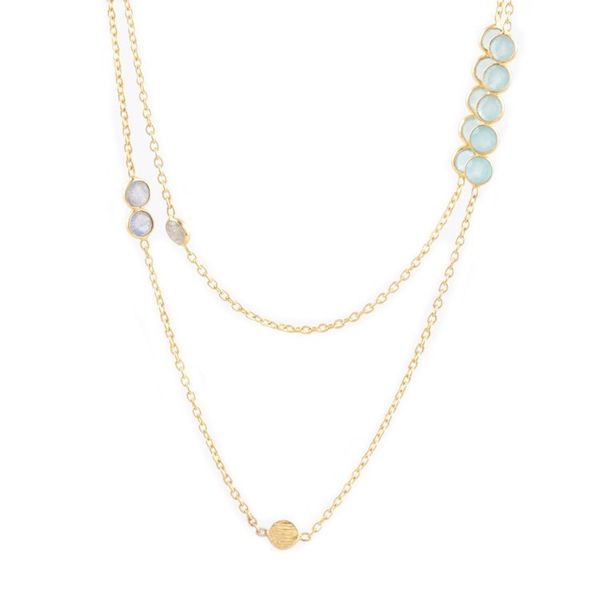 Alternate image for Gold-Plated Labradorite and Chalcedony Station Necklace Outer Planet