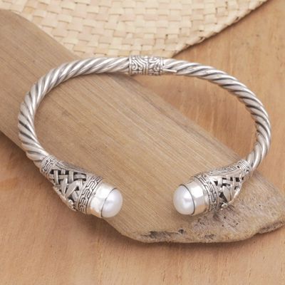 Alternate image for Sterling Silver and Cultured Pearl Cuff Bracelet from Bali Pearly Dragonflies