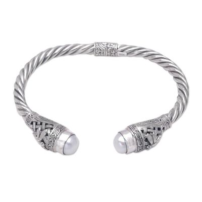 Alternate image for Sterling Silver and Cultured Pearl Cuff Bracelet from Bali Pearly Dragonflies