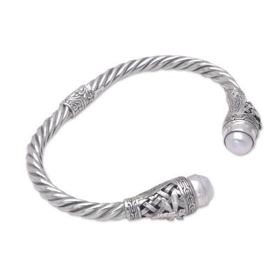 Alternate image for Sterling Silver and Cultured Pearl Cuff Bracelet from Bali Pearly Dragonflies
