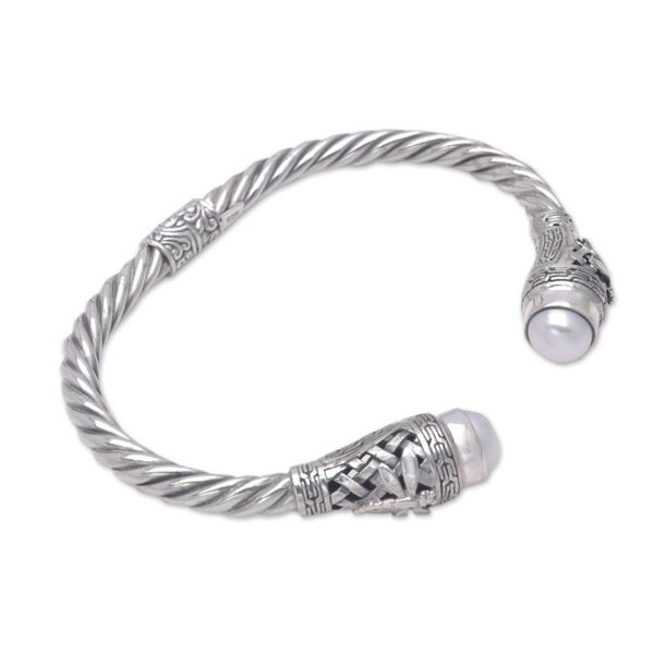 Alternate image for Sterling Silver and Cultured Pearl Cuff Bracelet from Bali Pearly Dragonflies