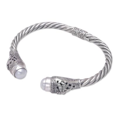 Alternate image for Sterling Silver and Cultured Pearl Cuff Bracelet from Bali Pearly Dragonflies