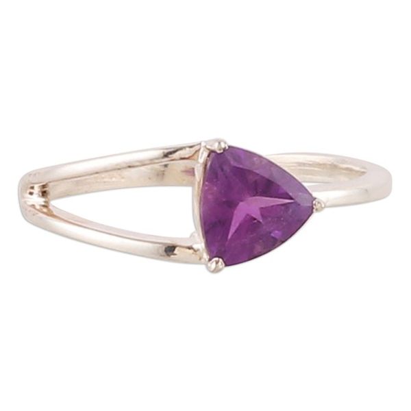 Alternate image for Triangle-Cut One-Carat Amethyst Solitaire Ring from India Wise Triangle