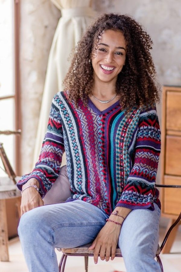 Alternate image for V-Neck Alpaca Blend Sweater with Kimono-Style Sleeves Fall Style