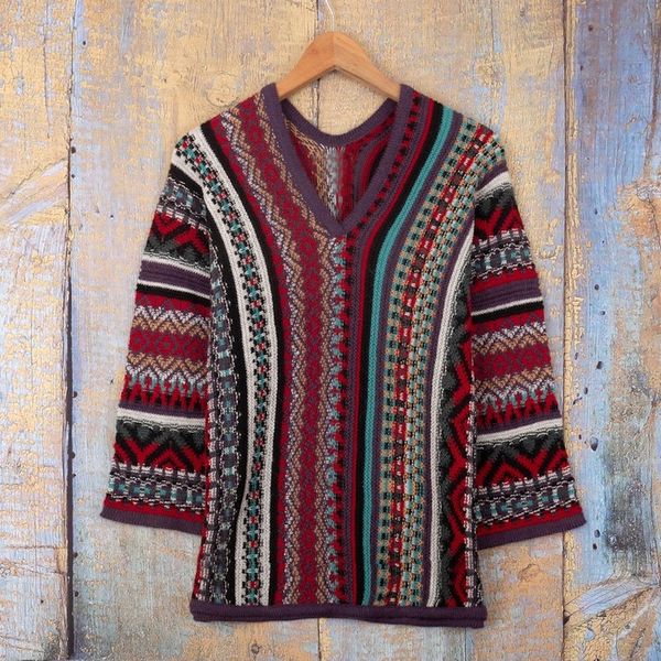 Alternate image for V-Neck Alpaca Blend Sweater with Kimono-Style Sleeves Fall Style