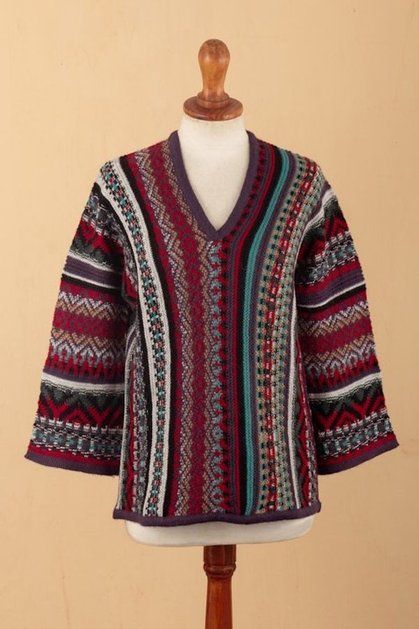 Alternate image for V-Neck Alpaca Blend Sweater with Kimono-Style Sleeves Fall Style
