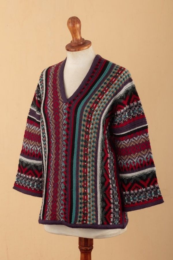 Alternate image for V-Neck Alpaca Blend Sweater with Kimono-Style Sleeves Fall Style