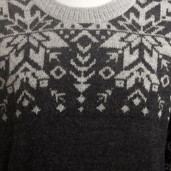 Alternate image for Mens Grey Alpaca Wool Snowflake Motif Sweater Inca Snowflake