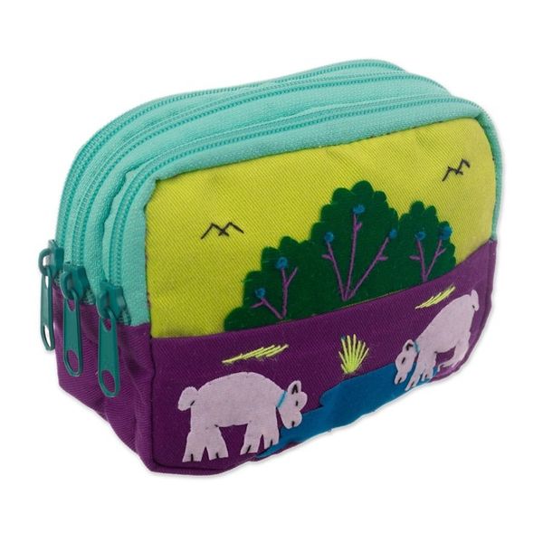 Alternate image for Cotton Blend Three-Compartment Cosmetic Toiletry Bag Lovely Llamas