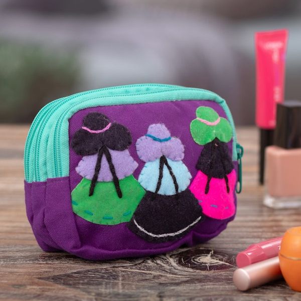 Alternate image for Cotton Blend Three-Compartment Cosmetic Toiletry Bag Lovely Llamas