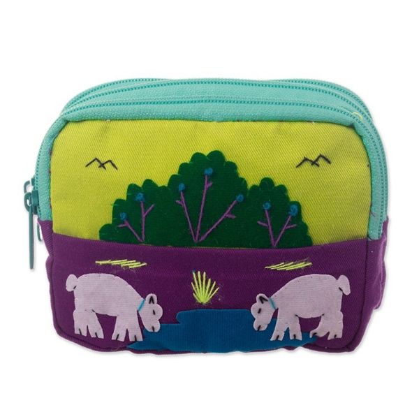 Alternate image for Cotton Blend Three-Compartment Cosmetic Toiletry Bag Lovely Llamas