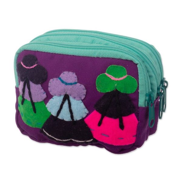 Alternate image for Cotton Blend Three-Compartment Cosmetic Toiletry Bag Lovely Llamas