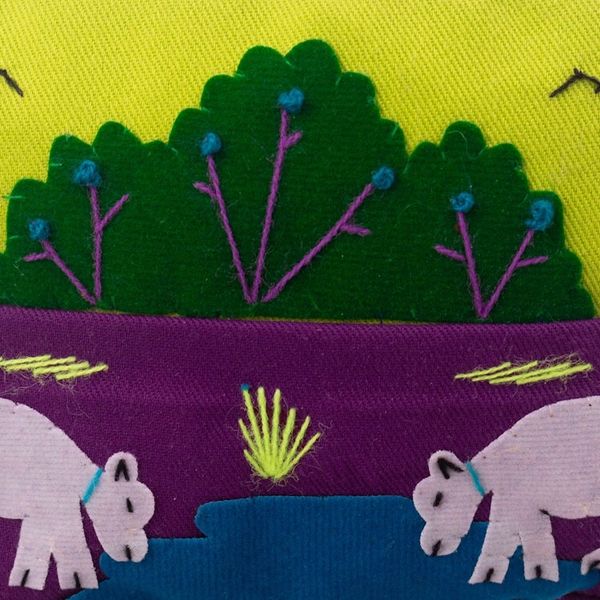 Alternate image for Cotton Blend Three-Compartment Cosmetic Toiletry Bag Lovely Llamas