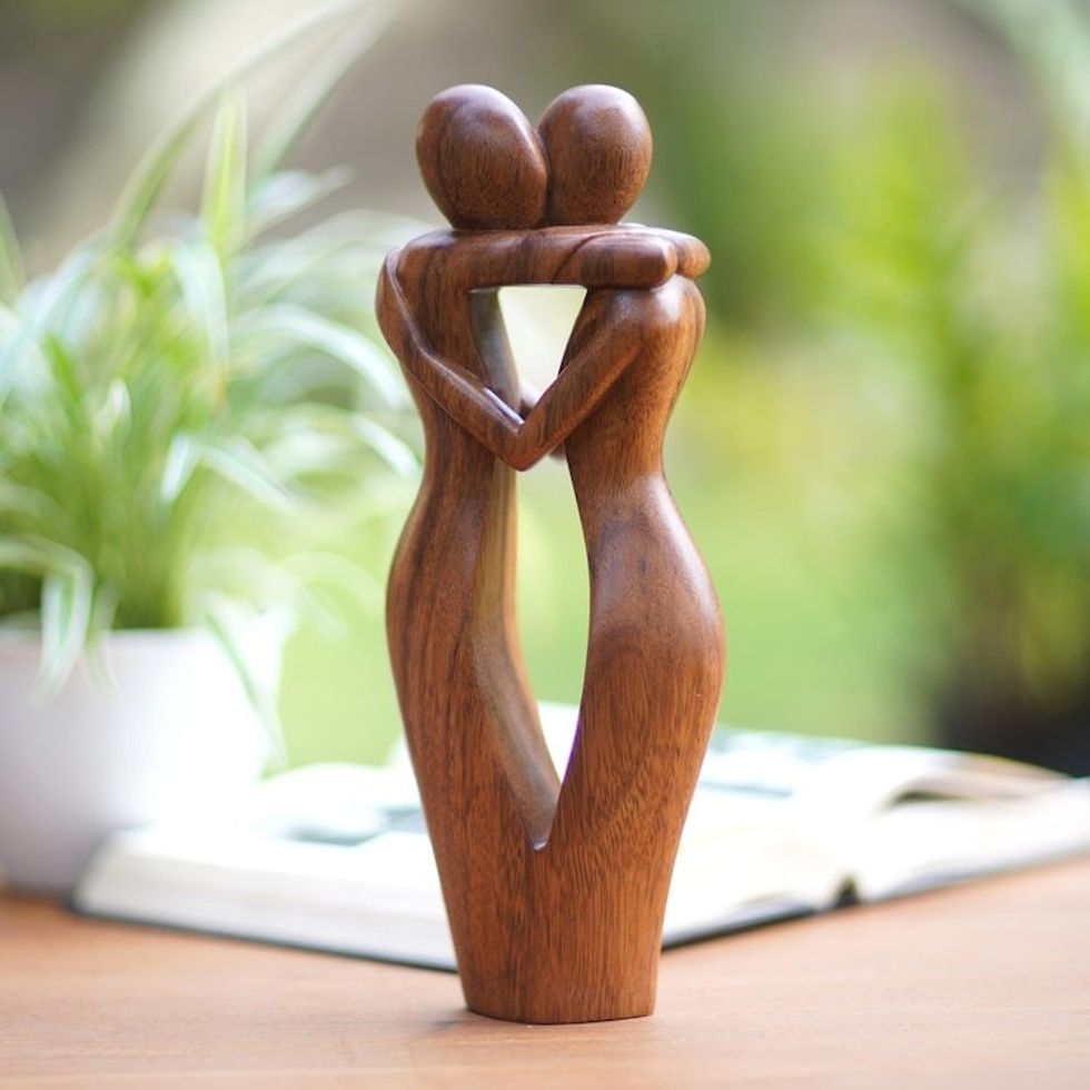 Hand Made Suar Wood Statuette from Bali 'Magic Moment'