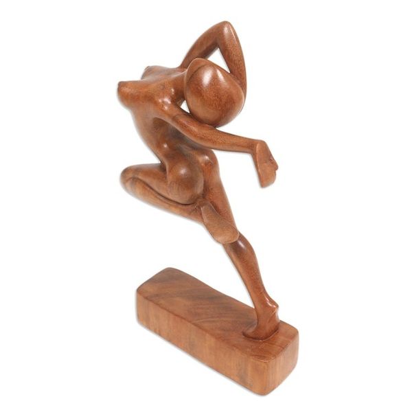 Alternate image for Balinese Handcrafted Brown Suar Wood Sculpture of a Woman Human Beauty