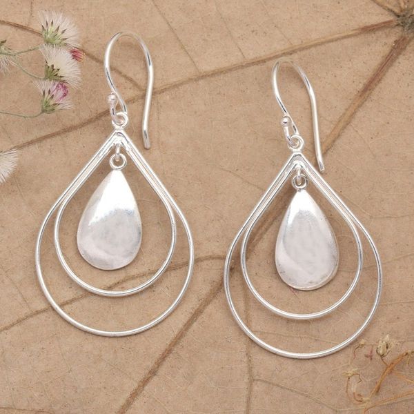 Alternate image for Polished Drop-Shaped Sterling Silver Dangle Earrings Our Dance