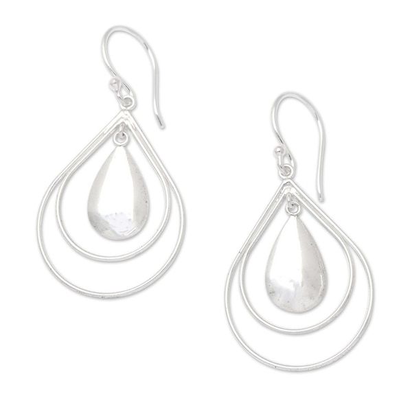 Alternate image for Polished Drop-Shaped Sterling Silver Dangle Earrings Our Dance