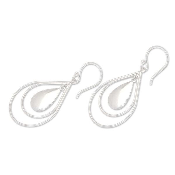 Alternate image for Polished Drop-Shaped Sterling Silver Dangle Earrings Our Dance