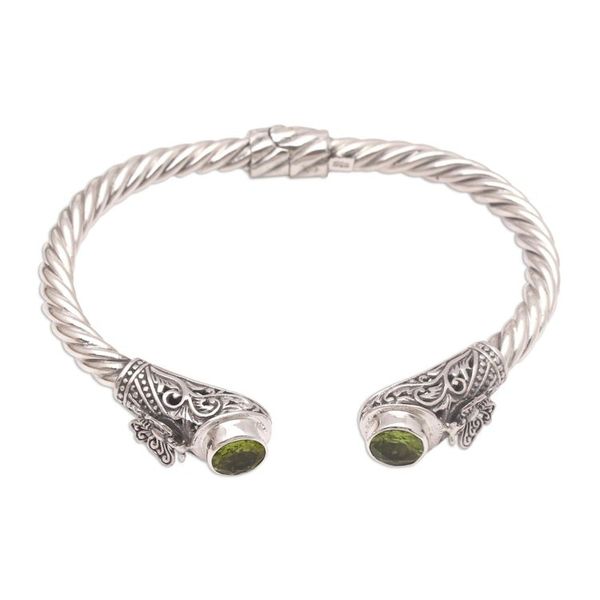 Alternate image for Peridot and Sterling Silver Cuff Bracelet from Bali Butterfly Nest in Green