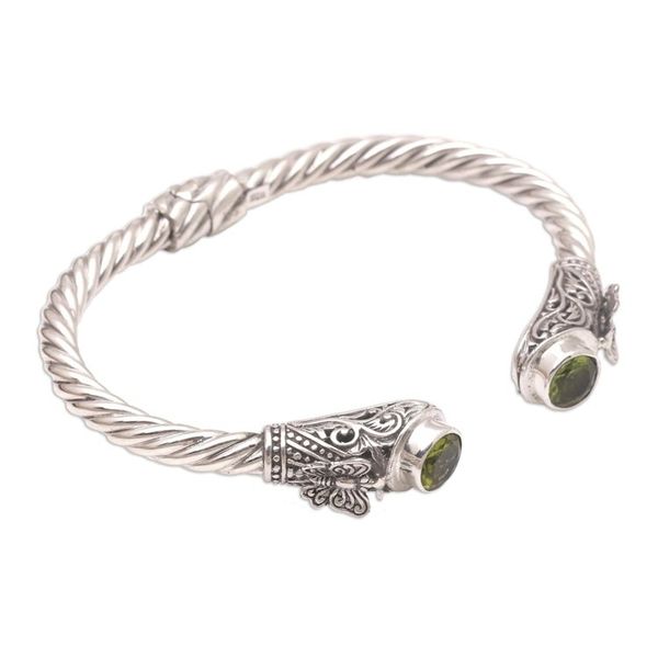 Alternate image for Peridot and Sterling Silver Cuff Bracelet from Bali Butterfly Nest in Green