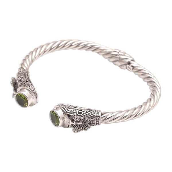 Alternate image for Peridot and Sterling Silver Cuff Bracelet from Bali Butterfly Nest in Green