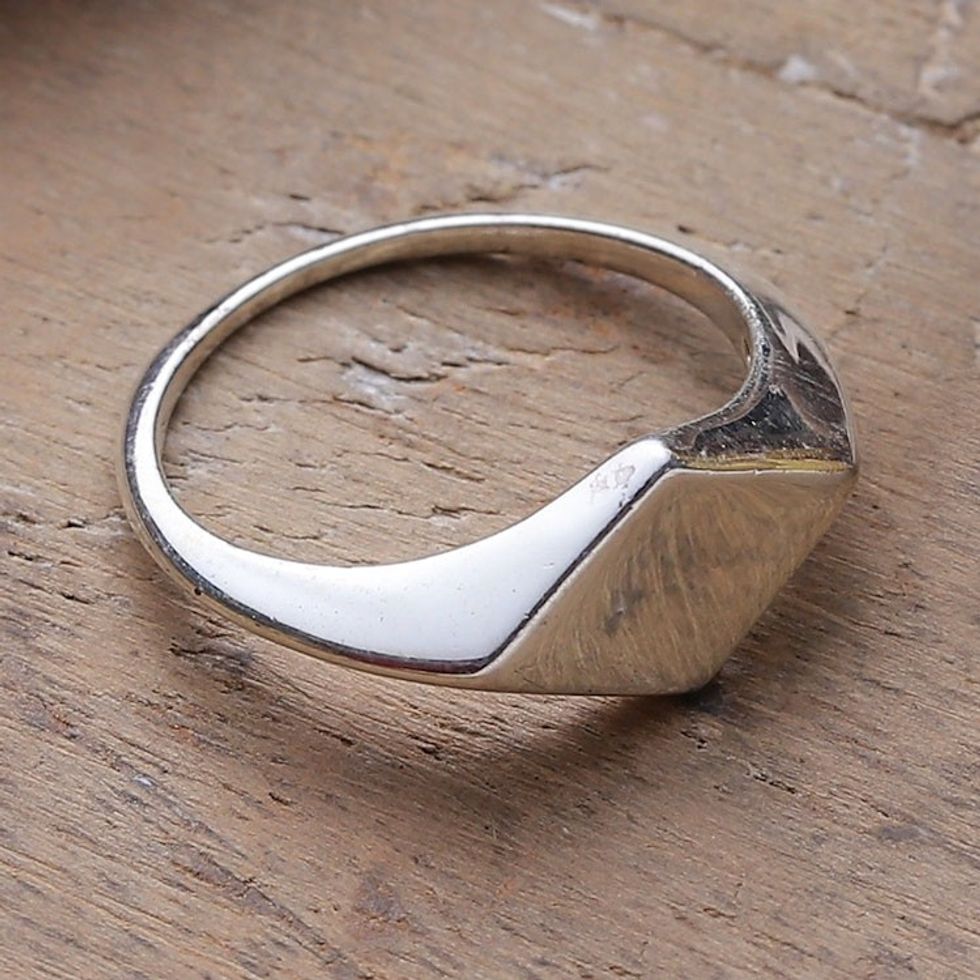 High-Polished Diamond-Shaped Sterling Silver Band Ring 'Diamond Desire'