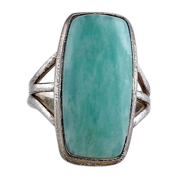 Alternate image for Polished Sterling Silver Natural Amazonite Cocktail Ring Calm Sea