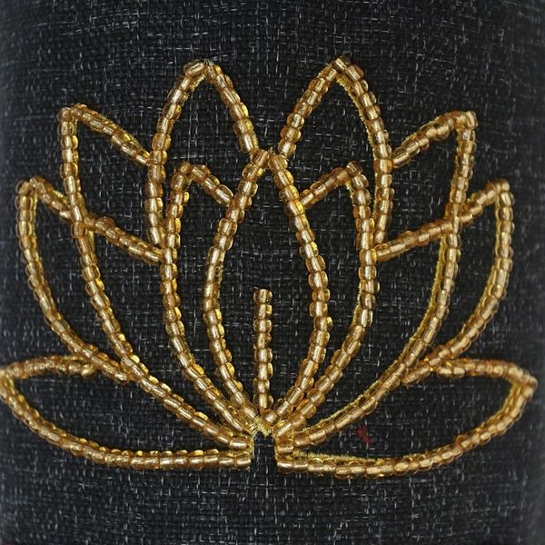 Alternate image for Ikat Cotton Yoga Mat Bag with Glass Bead Motif Lotus Lagoon in Black