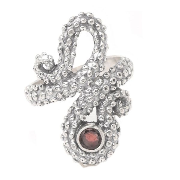 Alternate image for Garnet Sterling Silver Octopus Cocktail Ring from Bali Red Intellectual