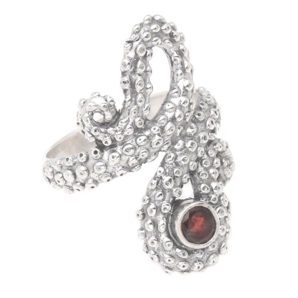 Alternate image for Garnet Sterling Silver Octopus Cocktail Ring from Bali Red Intellectual