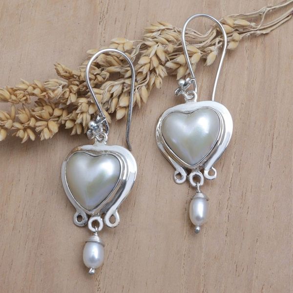 Alternate image for Romantic Sterling Silver Dangle Earrings with Pearls Innocent Passion