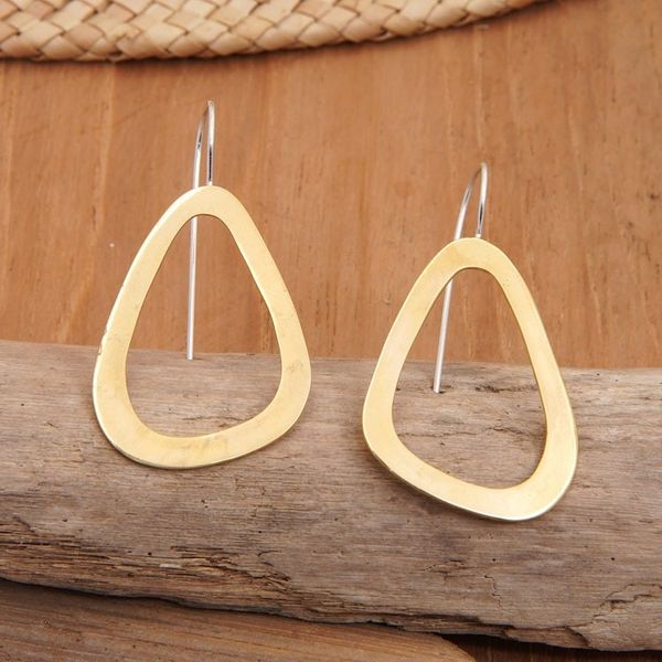 Alternate image for High-Polished Modern 22k Gold-Plated Drop Earrings Imperial Modernity