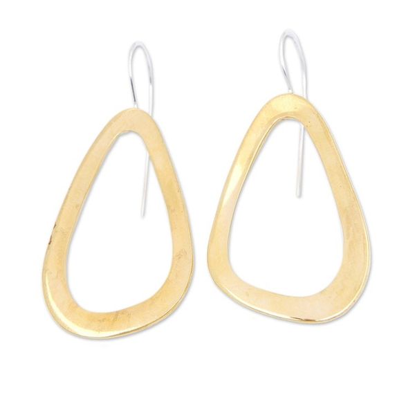 Alternate image for High-Polished Modern 22k Gold-Plated Drop Earrings Imperial Modernity